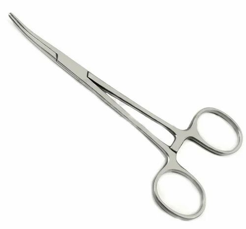 6 Inch Curved Artery Forceps - Steel Material, Polished Finish, Round Handle, Pouch Packaging | Surgical Instrument for Hospital Use, Portable Design