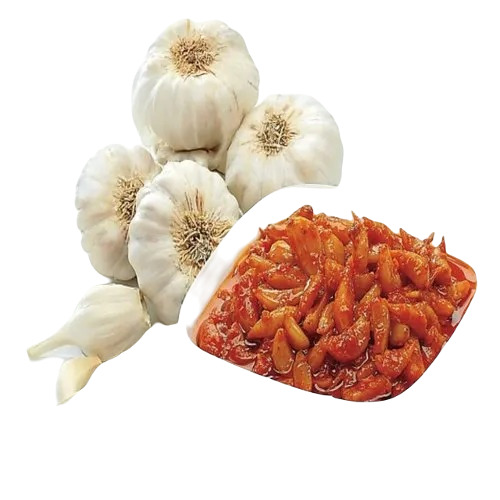 Garlic Pickles - 5 Kilograms | Spicy and Tasty Oil-Preserved Slices with Salty Flavor, 1 Year Shelf Life