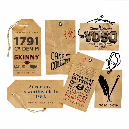 Garment Hang Tag - Cardboard, 15x30mm, Brown | Customized for Garment Applications, Box Packaging