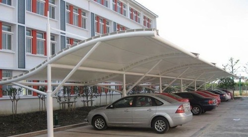Heavy Cantilever Tensile Structure - High Strength Corrosion Resistant | White Folding Carport with Glazed Tile Roof and Walls