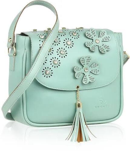 Ladies Genuine Leather Shoulder Bag - Standard Size, Water and Moisture Resistant, Easy to Clean with Water, Multi-Compartment Design for Phones, Money, and Cosmetics, Modern Green Color with Zipper Closure