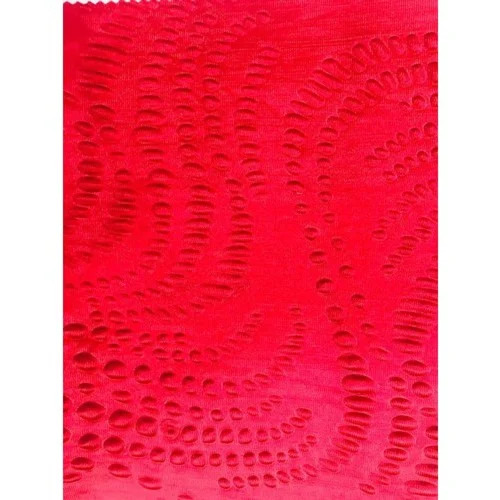 Red Curtain Fabric With Punching - 100% Polyester, Printed Design | Washable, Shrink-Resistant, Multi-Color
