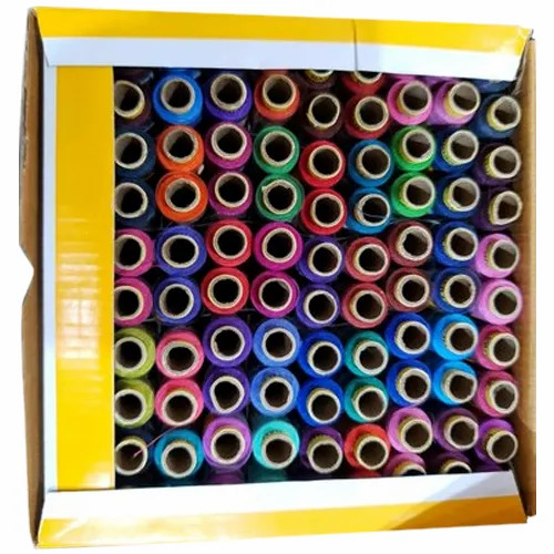 Polyester Sewing Thread - Texturized Yarn, 160 m Reel Roll, Multicolor | Strong for Cloth Stitching, Box of 100 Reels