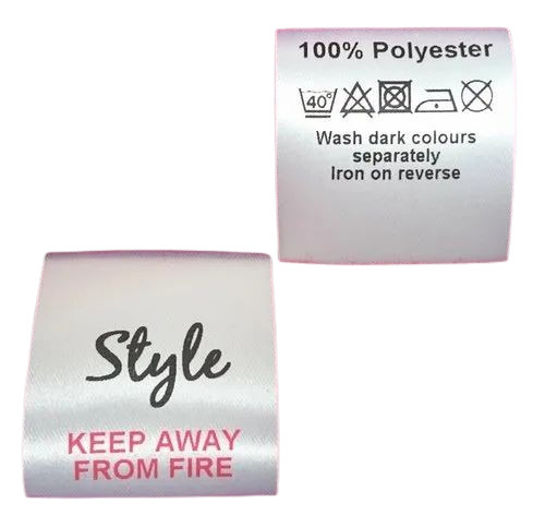 Wash Care Labels - Polyester Material, 10-150 Mm Size, Weight 1-5 Gm | White Color, Ideal For Garment Use 