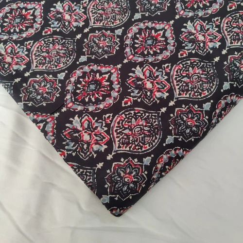 Black Printed Cotton Fabric - 100% Cotton, Multi-Color, Shrink Resistant | Washable, Ideal for Textile Industry Applications