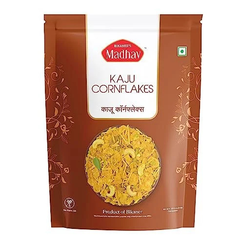 Corn Flakes Namkeen - Besan & Rice Flour Crunchy Snack, Yellow Color | Gluten Free, Ready To Eat, Baked with Spices and Black Salt