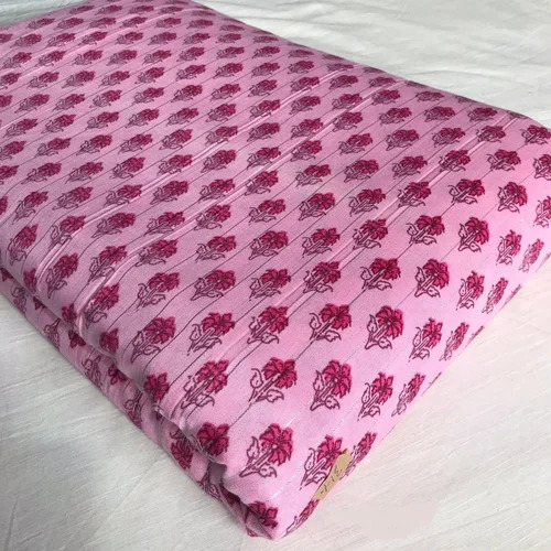 Flower Printed Cotton Fabric - 100% Cotton, Multi-Color | Washable, Shrink-Resistant, Ideal for Textile Applications