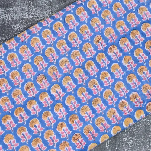 Hand Block Printed 100% Cotton Fabric - Multi-Color, Washable & Shrink Resistant | Ideal for Textile Industry Applications