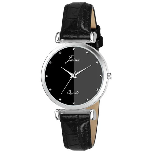 Ladies Wrist Watch - Leather, Round Shape, Black Color | Designer Appeal, Long Lasting, Lightweight Ideal for Gifting