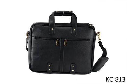 Leather Laptop Bags - Color: Black