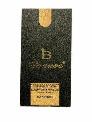 Paper Hang Tag - Black Paper, 20 x 45 mm Size, Rectangular Shape | Ideal for Garment Labeling, Printed Design