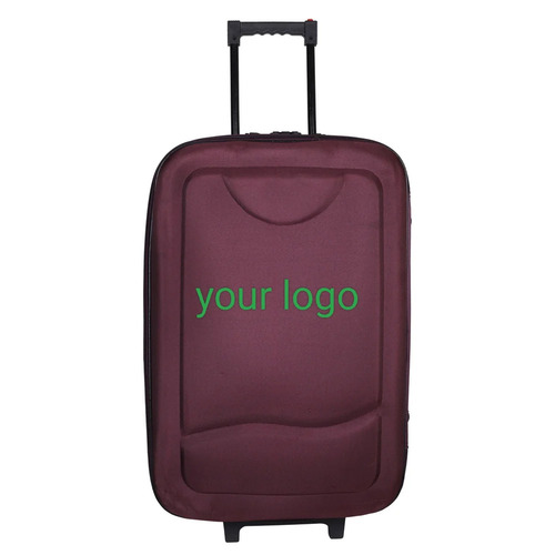 Purple Polyester Luggage Trolley Bag - 50L Capacity, Double Zipper, 2-Wheel Plastic Design | Easy to Use, Medium Size for Traveling