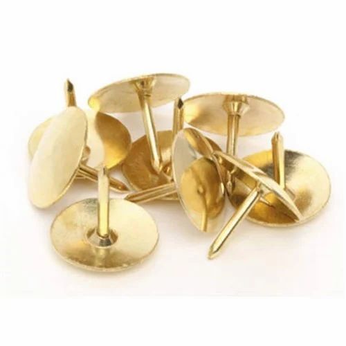 Round Gold Drawing Pins - Mild Steel, Box of 100 | Extra Strong, Round Shape, Good Quality
