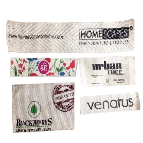 Cotton Printed Label - Cotton, Garment Application, White Color | Ideal for Apparel Labeling and Customization