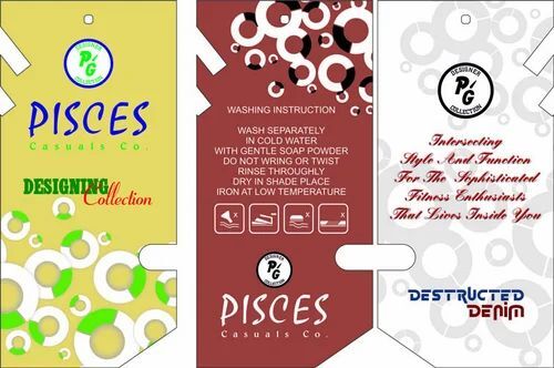 Fancy Paper Hang Tag - Multi Color, Paper Material for Garments | Printed Pattern Design for Versatile Use
