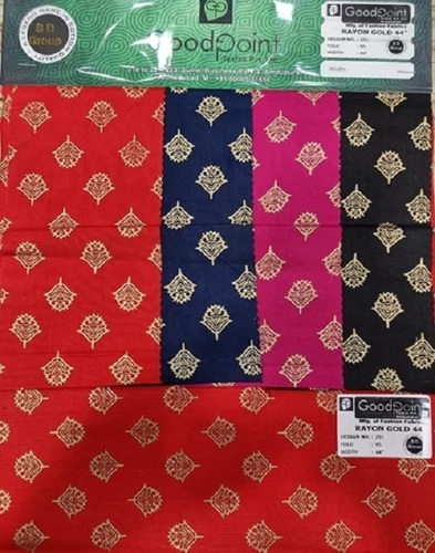 Rayon Gold Printed Fancy Fabrics - Multi-Color, Washable, Shrink Resistant | Printed Design, Ideal for Textile Industry Applications