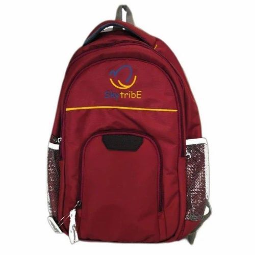 Red Polyester College Bag - 25 Liter Capacity Printed Pattern Zipper Top Closure | Ideal for College Use Stylish and Functional Design