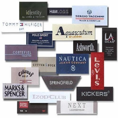 Brand Labels - 100 Micron Waterproof Printed Packet , Multicolor Rectangular Shape for Garment Use