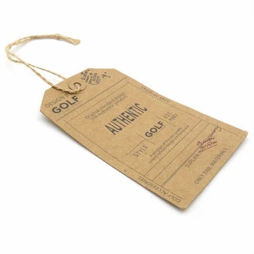 Brown Paper Hang Tag - Hard Paper, 3 mm Thickness, Brown Color | Ideal for Garments, Printed Pattern Packaging in Convenient Packet
