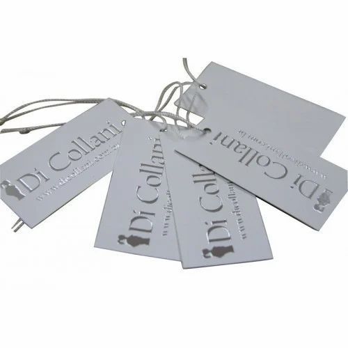Cardboard Hang Tag - Cardboard Material, 2.5 x 1.5 Inch Size, White Color, Printed Pattern | Ideal for Garment Use, Packaged in Convenient Packet