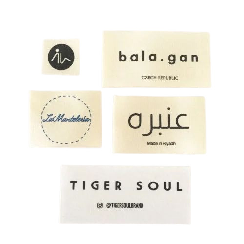 Cotton Printed Label - Cotton Material, Rectangular Shape, White Color | Ideal for Garments, Versatile Use, Packaged in a Convenient Packet