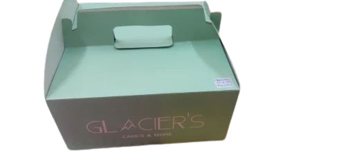 Handled Cake Box - 400 GSM, Square Shape | Eco-Friendly Paper Material, Ideal for Cake Packaging