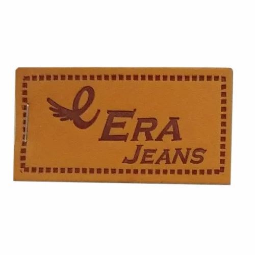 Jeans Label - PU Material, Rectangular, 5 mm Thickness, Brown Color, Printed Design | Perfect for Jeans Attachment and Branding