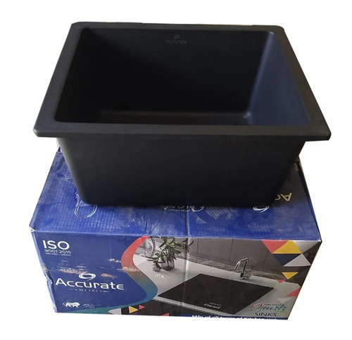 Kitchen Sink - Modular Design, Standard Size, Plain Black, Water and Scratch Resistant | Easy to Clean, Deck Mounted, Single Bowl, Glossy Finish