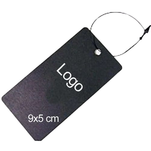 Paper Garment Tag - 9 x 5 cm | Black Rectangle Design, Made from Durable Paper Material for Reliable Usage in Garment Labeling