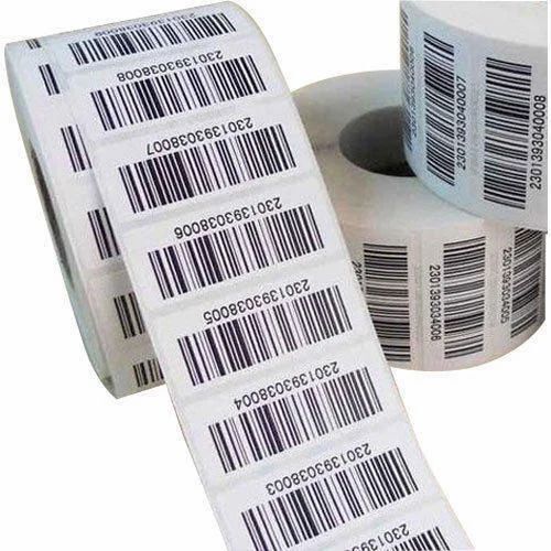 Printed Barcode Label - White Printed Adhesive Label , 1 mm Thick for Versatile Use in Various Applications