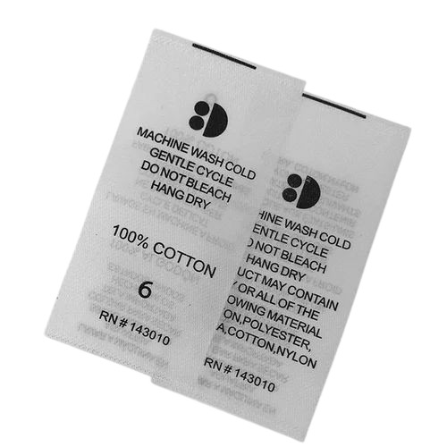 Printed Cloth Label - Printed Rectangular White Fabric, 2 mm Thickness | Ideal for Garment Tagging and Branding Applications