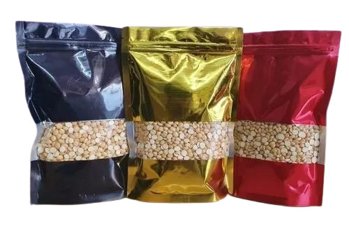 Standup Pouch - PET (Polyester), Double Layer Lamination, Zipper Closure, Spot Metallic Finish, Glossy & Matte Options | Food Packaging Solution