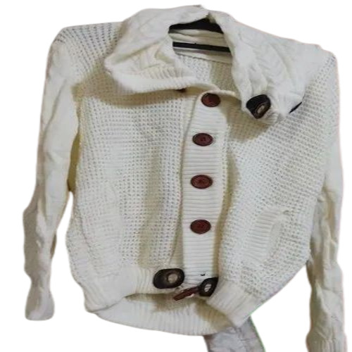 Woolen Jacket - Wool Material, Customized Sizes, White Color | Full Sleeve Design, Perfect for Daily Wear and Party Occasions in Winter