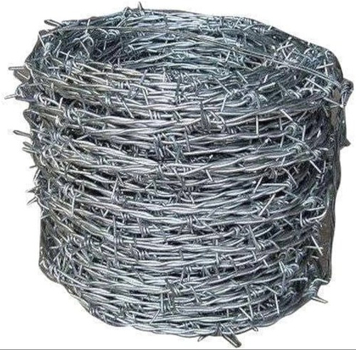 Barbed Wire Fence - Iron Material, Cement Coated Finish, Silver Color | Corrosion Resistant, Easy To Fit, Long Life Features