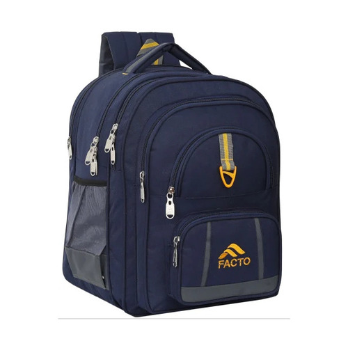 Facto School Backpack - 19x13 Inch, Grey & Black Polyester | Waterproof, Washable, 15 Liter Capacity, 3 Compartments, Water Bottle Holder