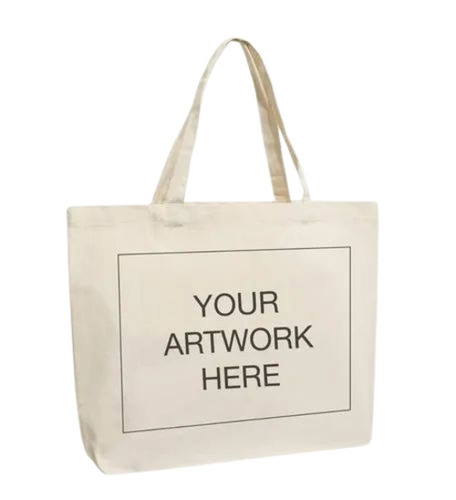 Canvas Cotton Carry Bag - 12x14x5 inches, Beige | Durable Loop Handle, 7 Kg Capacity, 100% Washable Quality