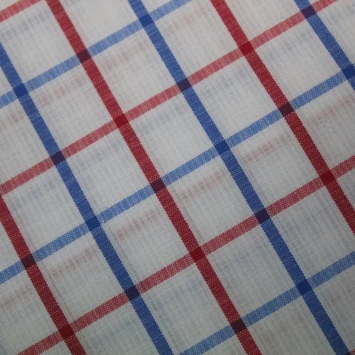 Check Shirting Fabric - Poly Cotton Multi-Color, Washable and Shrink Resistant with Checked Texture for Textile Industry