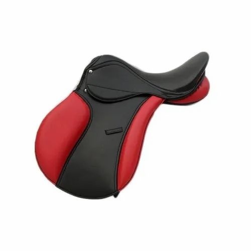 English Saddle - PU Leather 16 Inch Blue Brown Red | Modern Design Ideal for Horse Riding