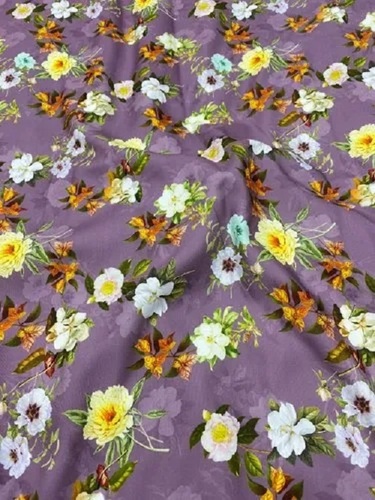 Floral Digital Print Poly Rayon Fabric - 100% Polyester, Printed Pattern | Washable, Shrink Resistant, Ideal for Textile Industry