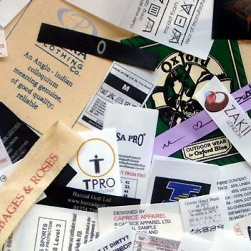 Garments Cotton Label - Printed Multicolor Cotton, Rectangular Shape, 0.5mm Thickness | Ideal for Garment Tagging and Branding