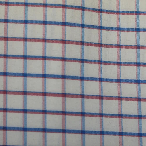 Mist Check Shirting Fabric - Poly Cotton, Multi-Color, Washable, Shrink Resistant | Ideal for Textile Industry Applications, Checked Texture