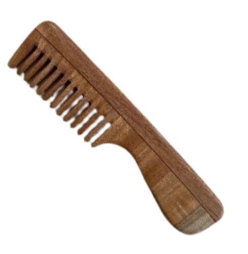 Natural Neem Wood Pocket Comb - Solid, Brown | Lightweight Design, Easy to Use, Enhanced Grip, Quality Tested for Reliability