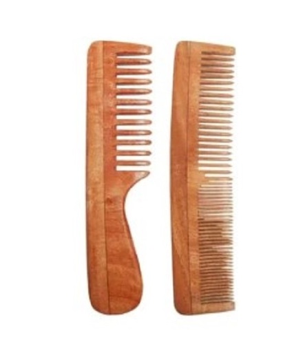 Neem Wood Bristle Comb - Solid Form, Brown Color | Lightweight, Easy to Use, Excellent Grip