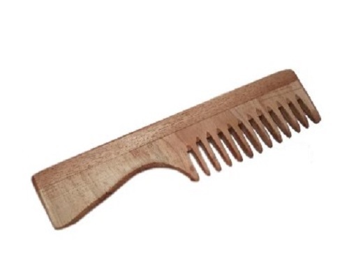 Neem Wood Medium Bristle Comb - Solid Form, Brown Color | Lightweight, Easy to Use, Excellent Gripping for Effortless Styling