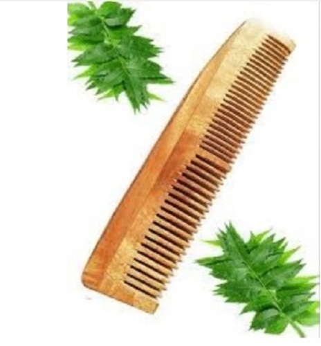 Organic Pure Neem Wood Comb - Solid Material, Brown Color | Lightweight, Easy to Use, Good Gripping, Quality Standard Tested