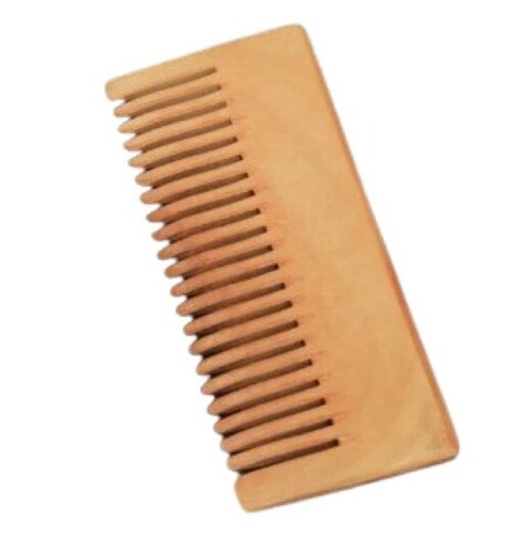 Plain Organic Pure Neem Wood Comb - Solid Form, Brown Color | Lightweight, Easy to Use, Good Gripping