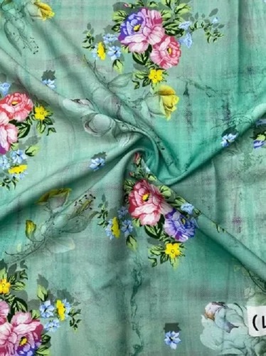 Polyester Crepe Floral Printed Fabric - 100% Washable, Shrink Resistant | Ideal for Textile Industry, Vibrant Floral Design