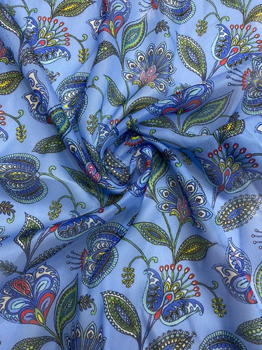 Polyester Organza Floral Digital Printed Fabric - 100% Polyester, Washable, Shrink Resistant | Floral Printed Pattern, Suitable for Textile Industry