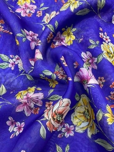 Polyester Tebby Silk (Soft Organza) Floral Digital Printed Fabric