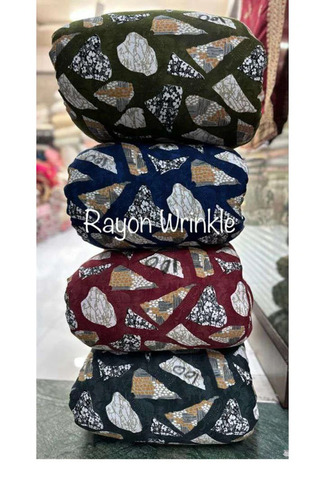 Rayon Wrinkle Print Fabric - Washable, Shrink-Resistant, Multi-Color Design | Printed Texture Ideal for Textile Industry